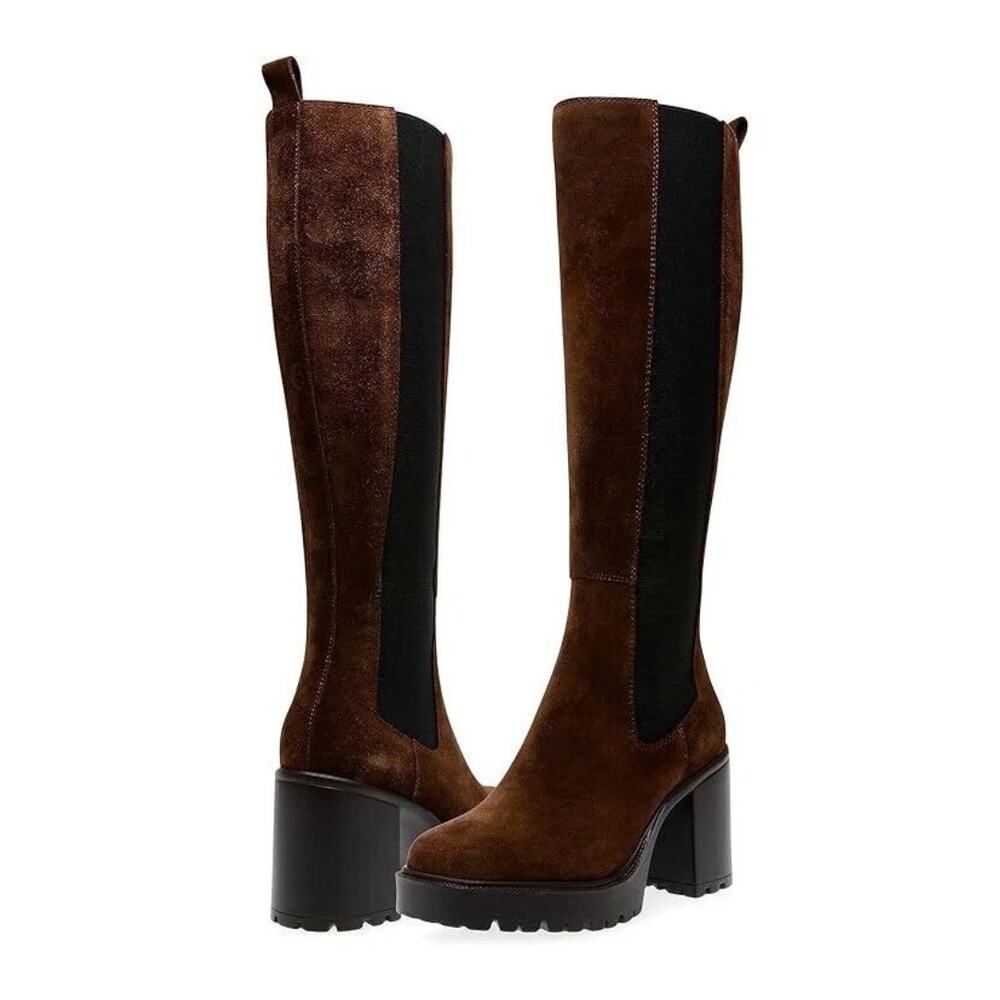 Steve Madden Deegan Riding Women's Brown Suede Leather Knee Length Boots Size 10